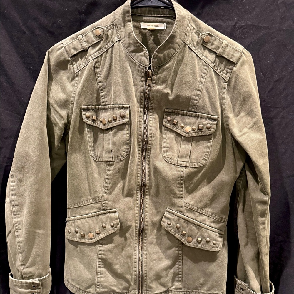 Studded Olive Green Military Jacket